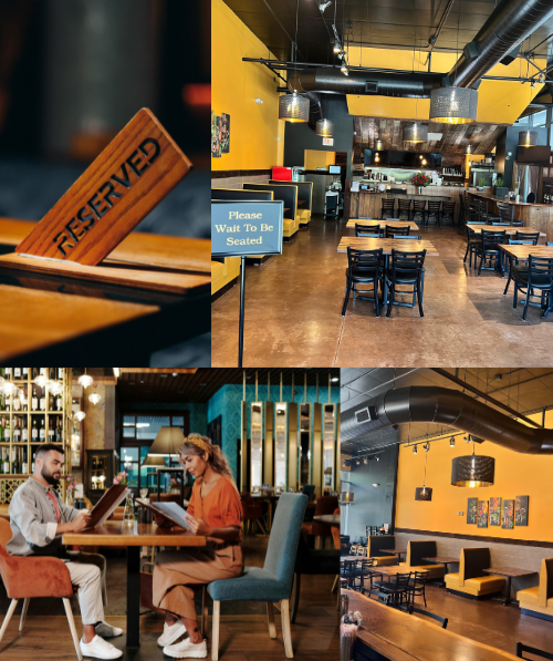 Interior of Zaiqa restaurant in Portland showing a cozy dining atmosphere
